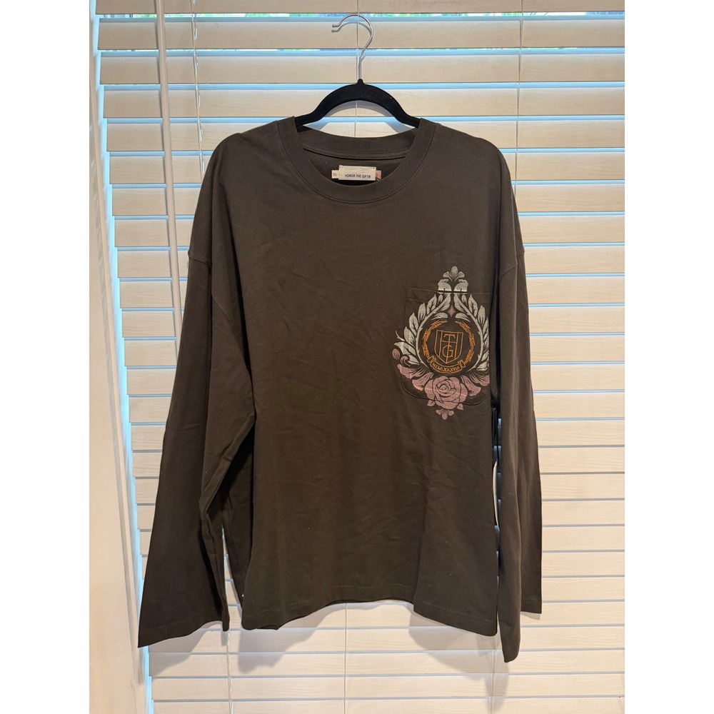 Honor The Gift Mens Black L/S Box Tee HTG230441 XL Pocket Graphic T-Shirt